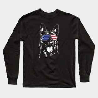Proud Belgian Malinois American Flag patriotic K9 dog Long Sleeve T-Shirt